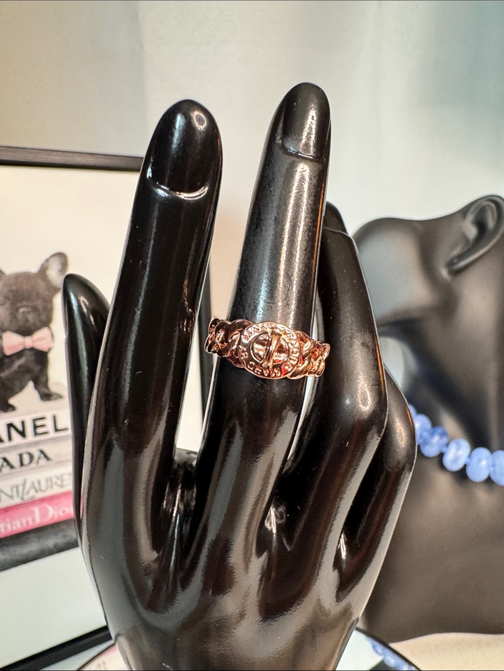 Marc by Marc Jacobs Rose Gold Chain Link Logo Ring